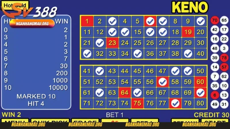 Hướng dẫn chơi Keno từ cách chọn số